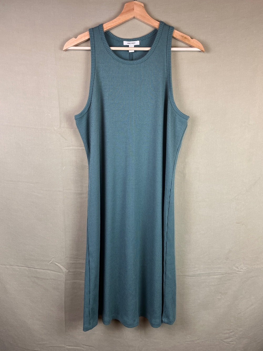 Nine West Teal Ribbed Tank Midi Summer Dress